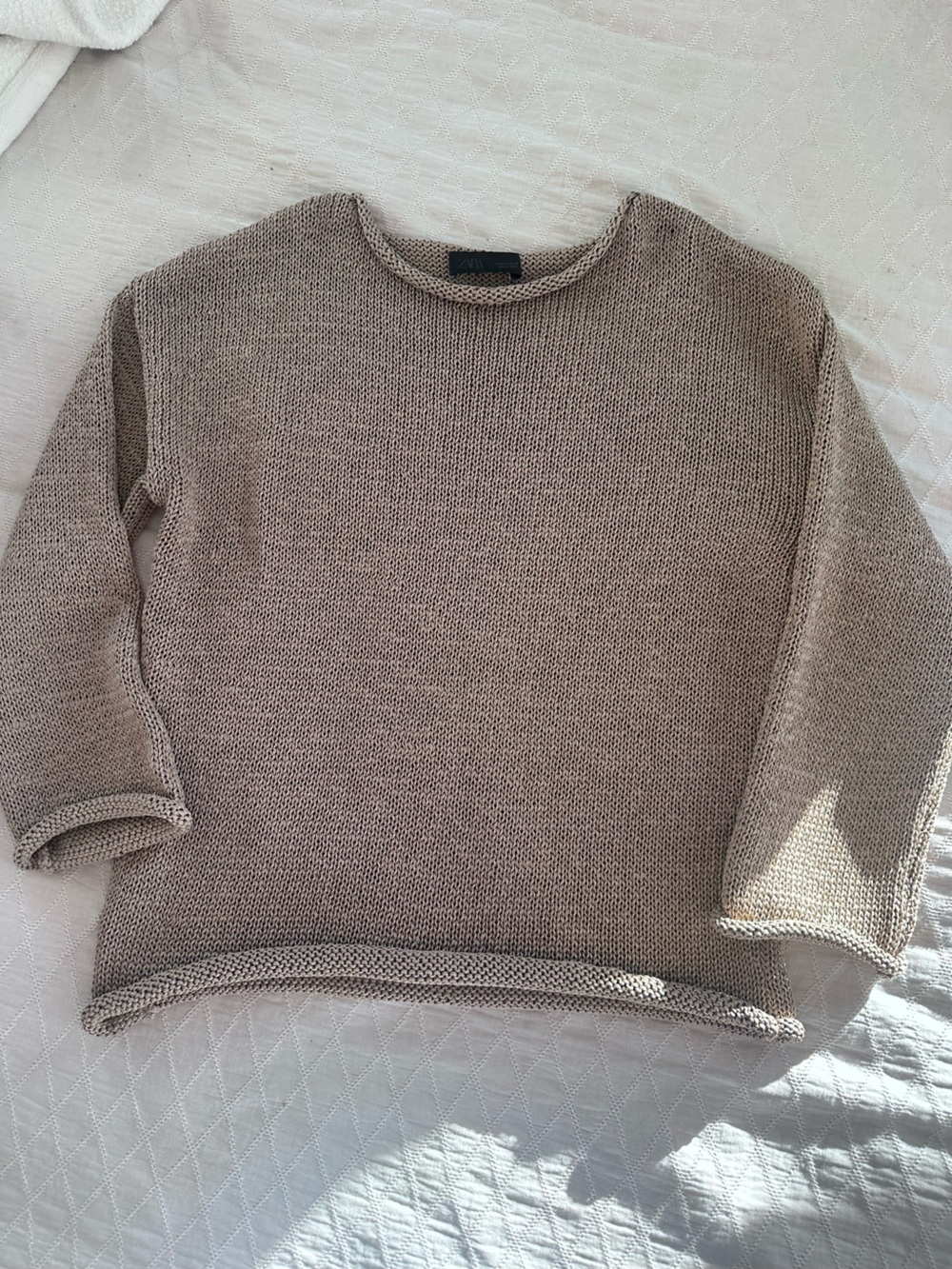 Zara Women's Scoopneck Sweater in Taupe